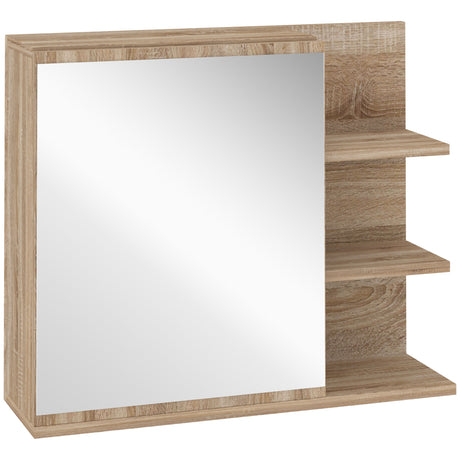 easycomfort easycomfort specchiera bagno a parete con anta e 3 ripiani laterali in legno 60x18x50cm