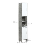 easycomfort easycomfort colonna bagno con 2 armadietti e 2 vani aperti in legno effetto cemento 30x30x180cm