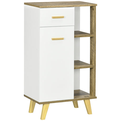 easycomfort easycomfort mobile bagno moderno con armadietto cassetto e ripiani in legno 50x30x89cm bianco