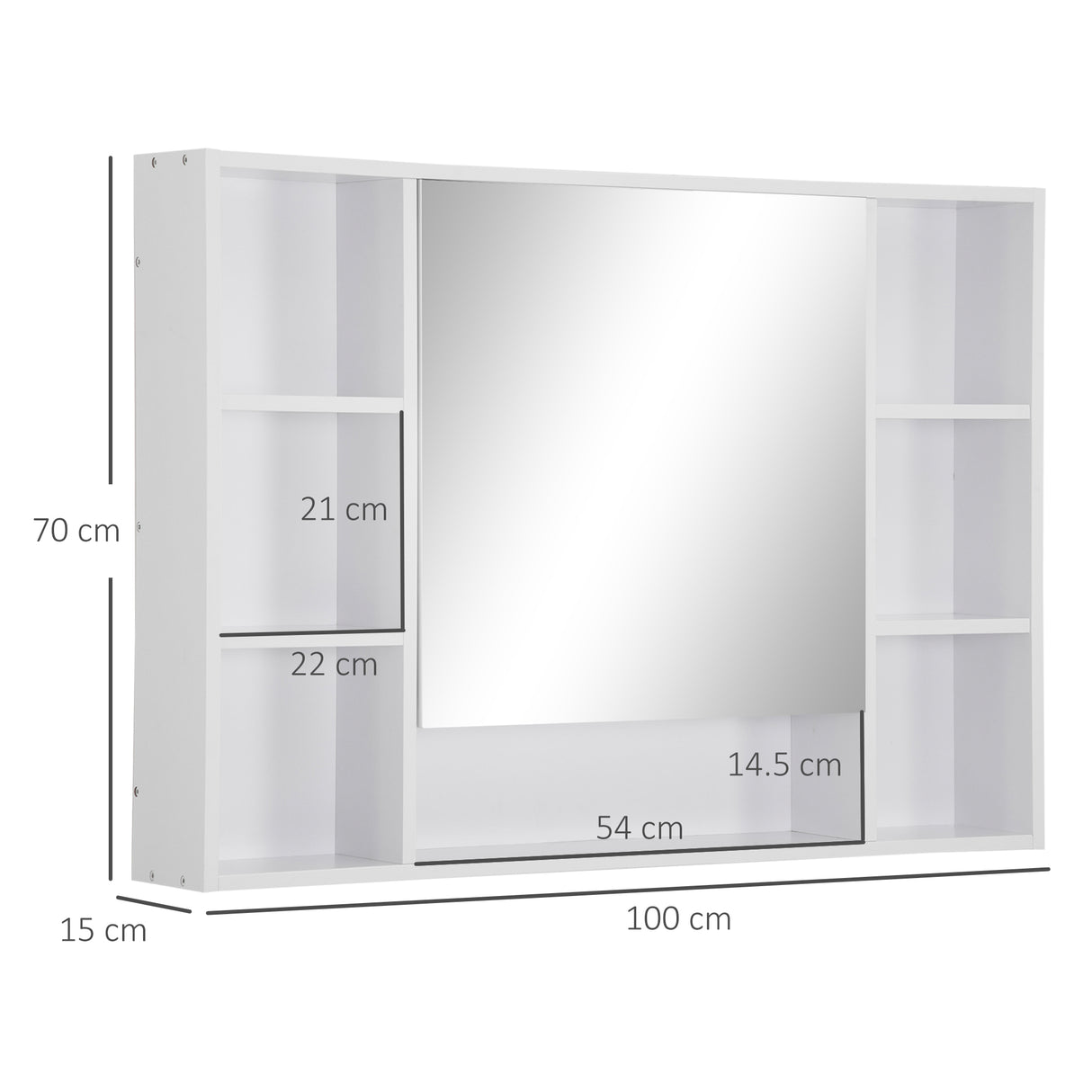 easycomfort easycomfort specchiera bagno con mensole e armadietto con anta specchiata 100x15x70cm bianco