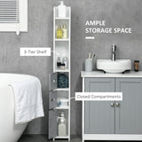 easycomfort easycomfort colonna bagno con mensole e armadietti mobile alto salvaspazio in legno 15x17x120cm bianco e grigio