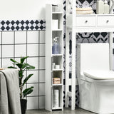 easycomfort easycomfort colonna bagno con mensole e armadietti mobile alto salvaspazio in legno 15x17x120cm bianco e grigio