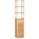 easycomfort easycomfort mobile bagno alto in bambu con 3 ripiani aperti un cassetto e un armadietto 32x30x163 cm color legno