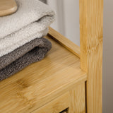 easycomfort easycomfort armadietto bagno in bambu con 2 ripiani aperti e armadietto a 2 livelli 32 9x29 9x120 cm