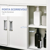 easycomfort easycomfort mobiletto bagno con porte scorrevoli ripiano regolabile e 4 ruote in truciolato e lega di alluminio 70x20x71cm