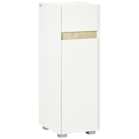 easycomfort easycomfort mobiletto bagno con cassetto e armadietto con mensola regolabile in legno 30x33x88cm bianco