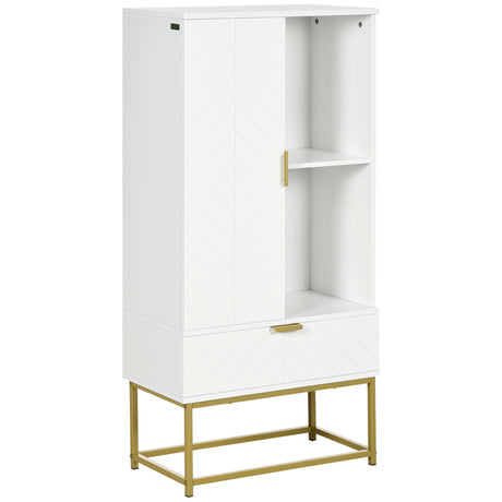 easycomfort easycomfort mobiletto bagno moderno con armadietto cassetto e mensola regolabile 60x30x120cm bianco