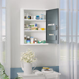 easycomfort easycomfort armadietto medicinali con 3 ripiani e blocco con chiavi in acciaio 40x15x53 5cm bianco e grigio