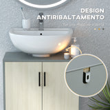 easycomfort easycomfort mobile bagno sottolavabo con doppia anta e ripiano in truciolato 60x30x60cm grigio e color quercia