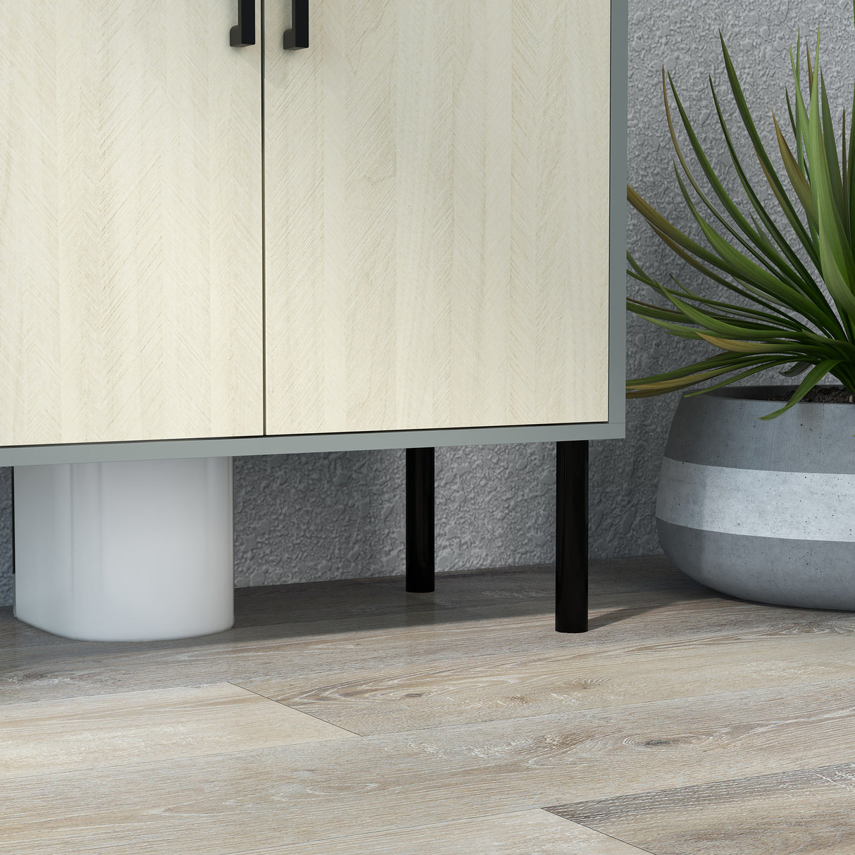 easycomfort easycomfort mobile bagno sottolavabo con doppia anta e ripiano in truciolato 60x30x60cm grigio e color quercia