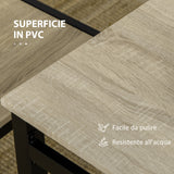 easycomfort easycomfort set da pranzo con tavolo rettangolare e 4 sedie in acciaio e mdf nero e rovere