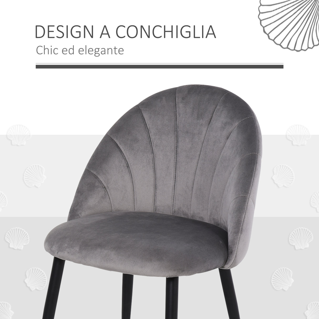 easycomfort easycomfort set 2 sedie sala da pranzo e soggiorno imbottite design nordico ed ergonomico in metallo e velluto 52x54x79 cm grigio ean 8055776910635