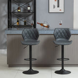 easycomfort easycomfort set di 2 sgabelli da bar alti in finta pelle con altezza regolabile sgabelli cucina girevoli con schienale e poggiapiedi 44x50 5x90 110cm grigio