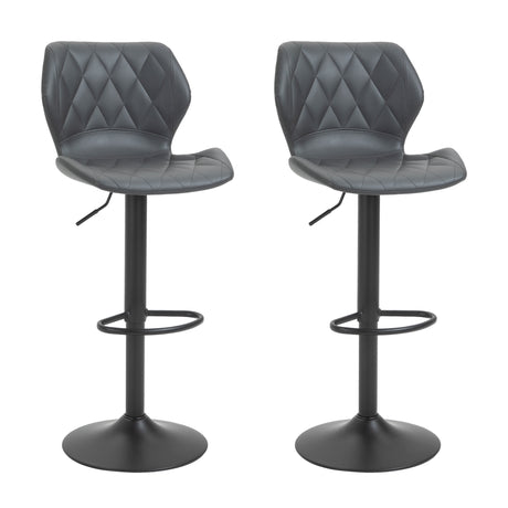 easycomfort easycomfort set di 2 sgabelli da bar alti in finta pelle con altezza regolabile sgabelli cucina girevoli con schienale e poggiapiedi 44x50 5x90 110cm grigio