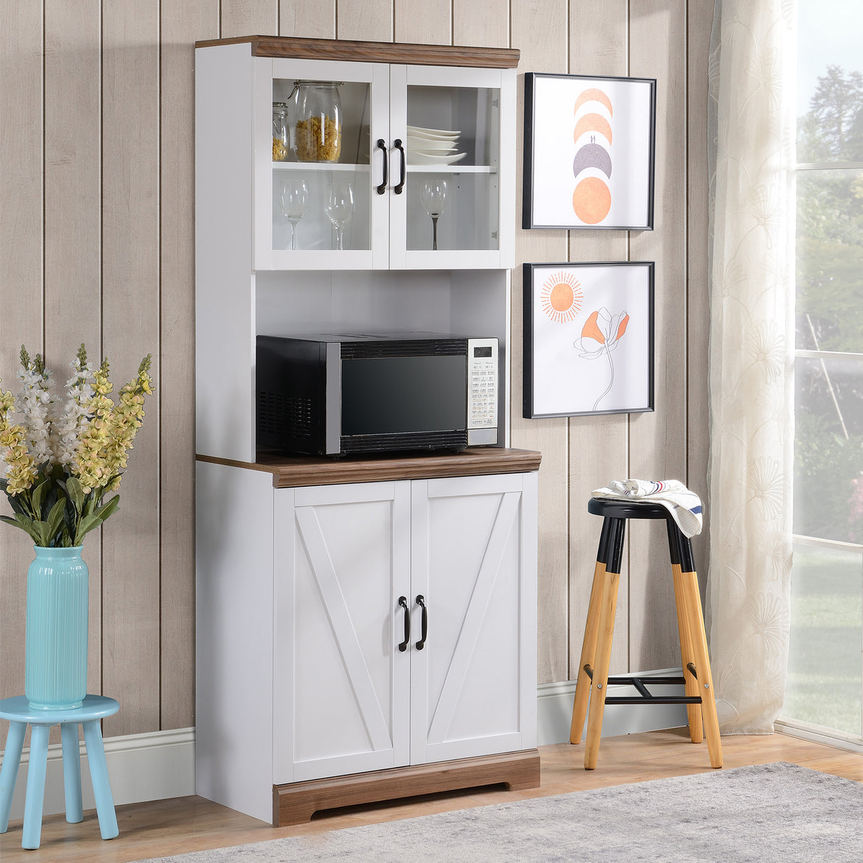 easycomfort easycomfort dispensa cucina in mdf con armadietto superiore e inferiore a 2 ante e piano di lavoro 72x40x178 cm