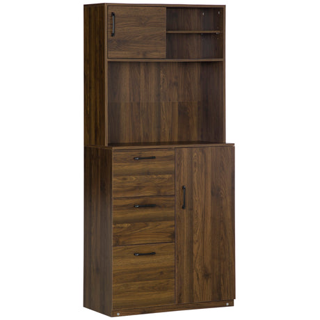 easycomfort easycomfort credenza moderna con 3 cassetti e armadietti mobile dispensa per cucina e soggiorno in legno 80x40x178cm noce