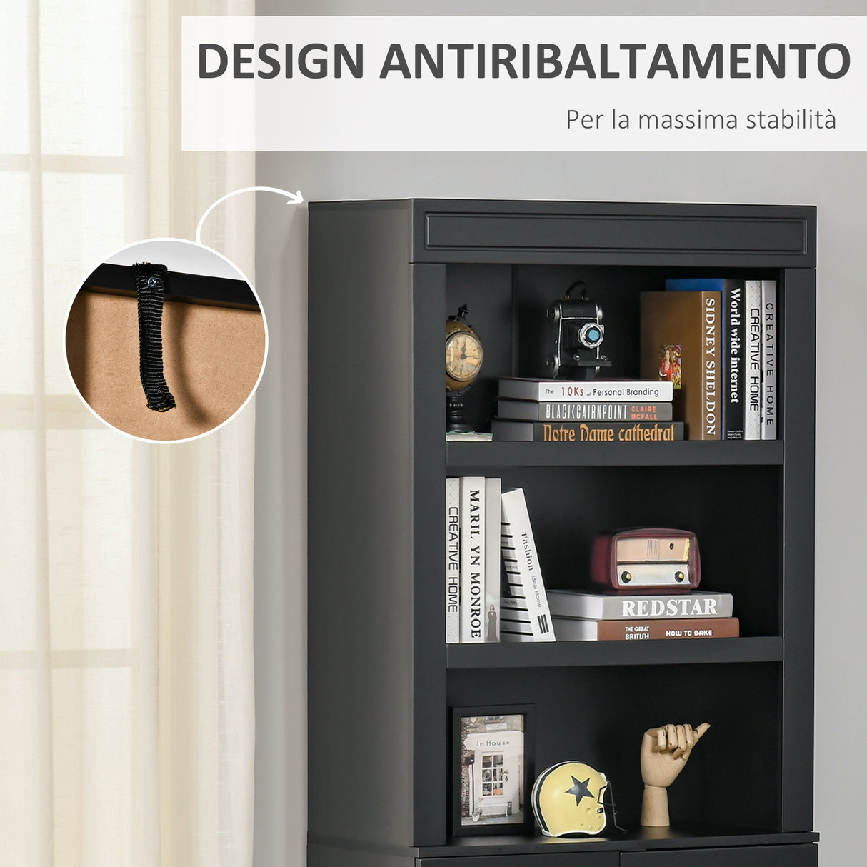 easycomfort easycomfort credenza cucina in legno con ripiani e armadietto 2 ante con mensole regolabili 74 6x35 5x182 5cm
