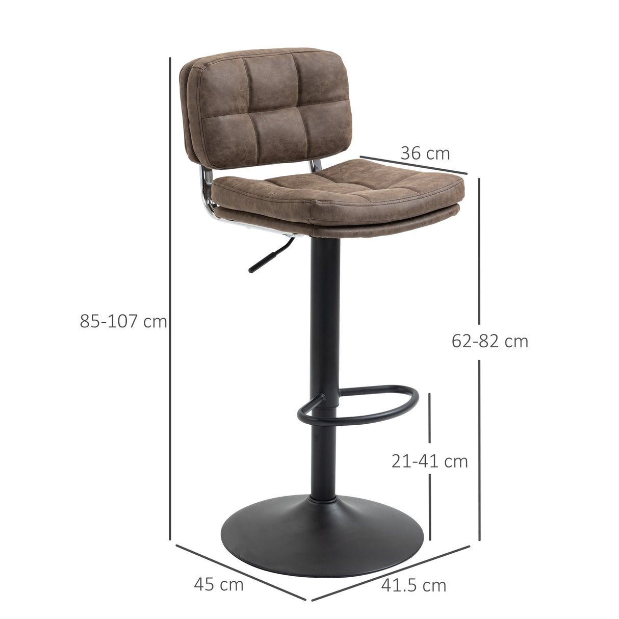 easycomfort easycomfort set 2 sgabelli bar moderni e girevoli con schienale e poggiapiedi sgabelli da cucina con altezza regolabile rivestimento pelle pu e imbottitura 41 5x45x85 107cm