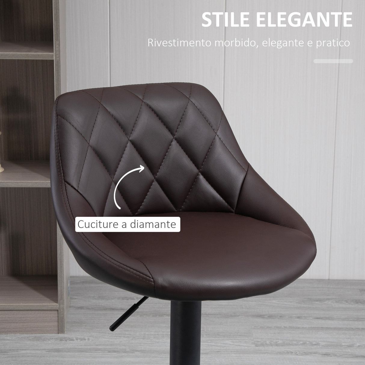 easycomfort easycomfort set 2 sgabelli da bar altezza regolabile con base in metallo e seduta in finta pelle sgabelli moderni con schienale e poggiapiedi 46x48x83 104 cm marrone e nero