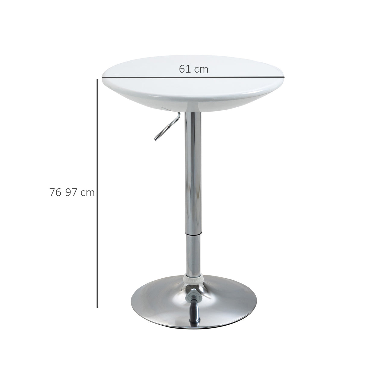 easycomfort easycomfort tavolo rotondo da bar con piano girevole altezza regolabile con leva a gas e base bianco