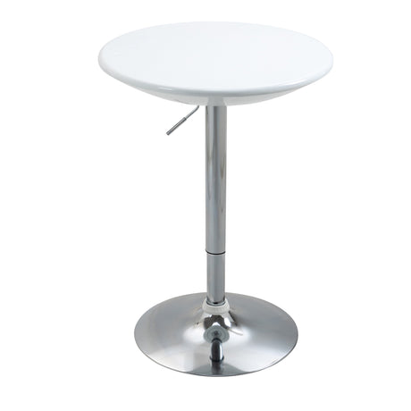 easycomfort easycomfort tavolo rotondo da bar con piano girevole altezza regolabile con leva a gas e base bianco