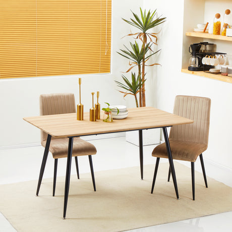 easycomfort easycomfort tavolo da cucina per 4 persone in mdf e acciaio 140x80x76cm colore legno e nero