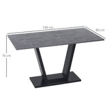 easycomfort easycomfort tavolo da pranzo per 4 6 persone con piano effetto marmo e base in acciaio 140x80x76cm nero