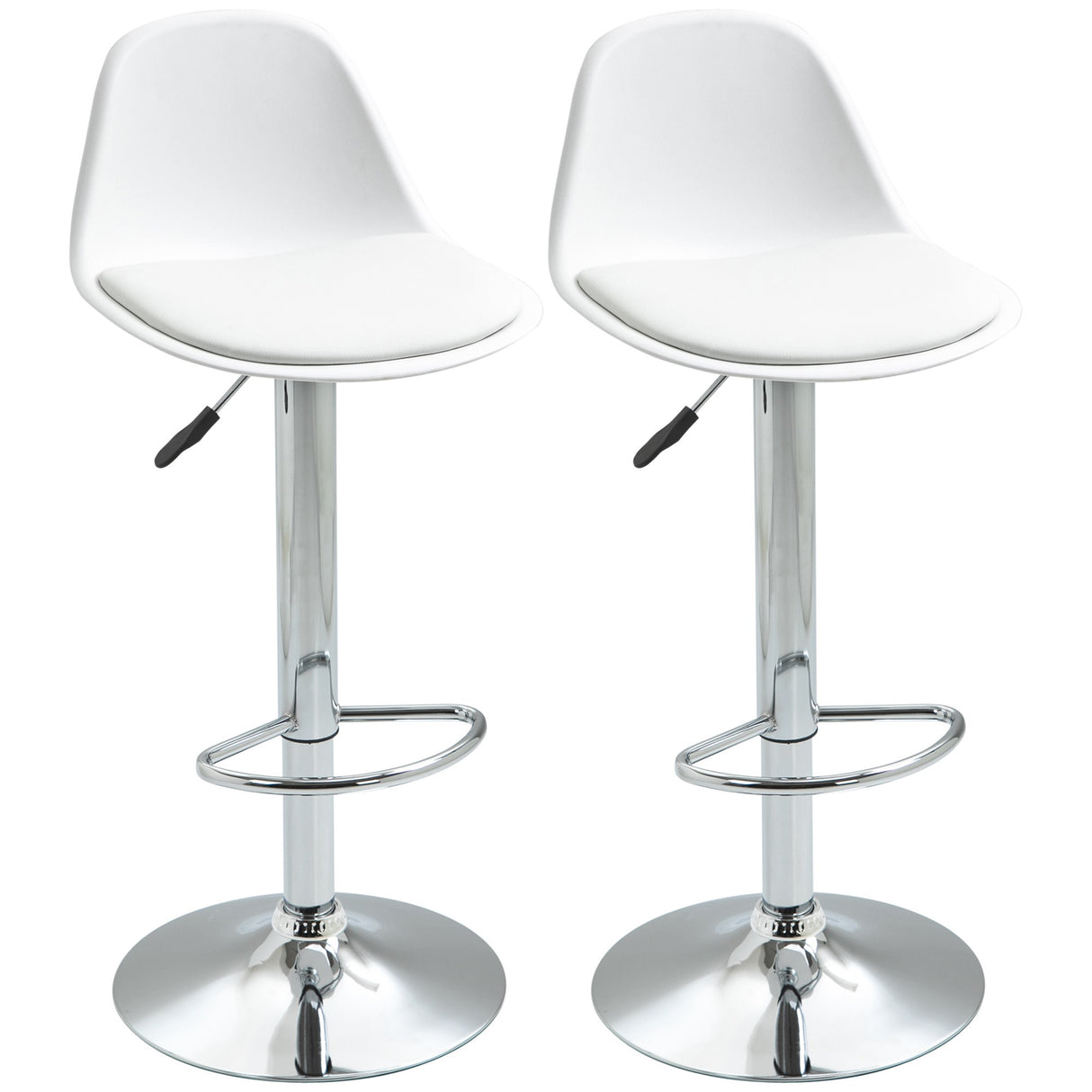 easycomfort easycomfort set 2 sgabelli da bar girevoli con schienale poggiapiedi e altezza regolabile 38x42x82 104cm bianco