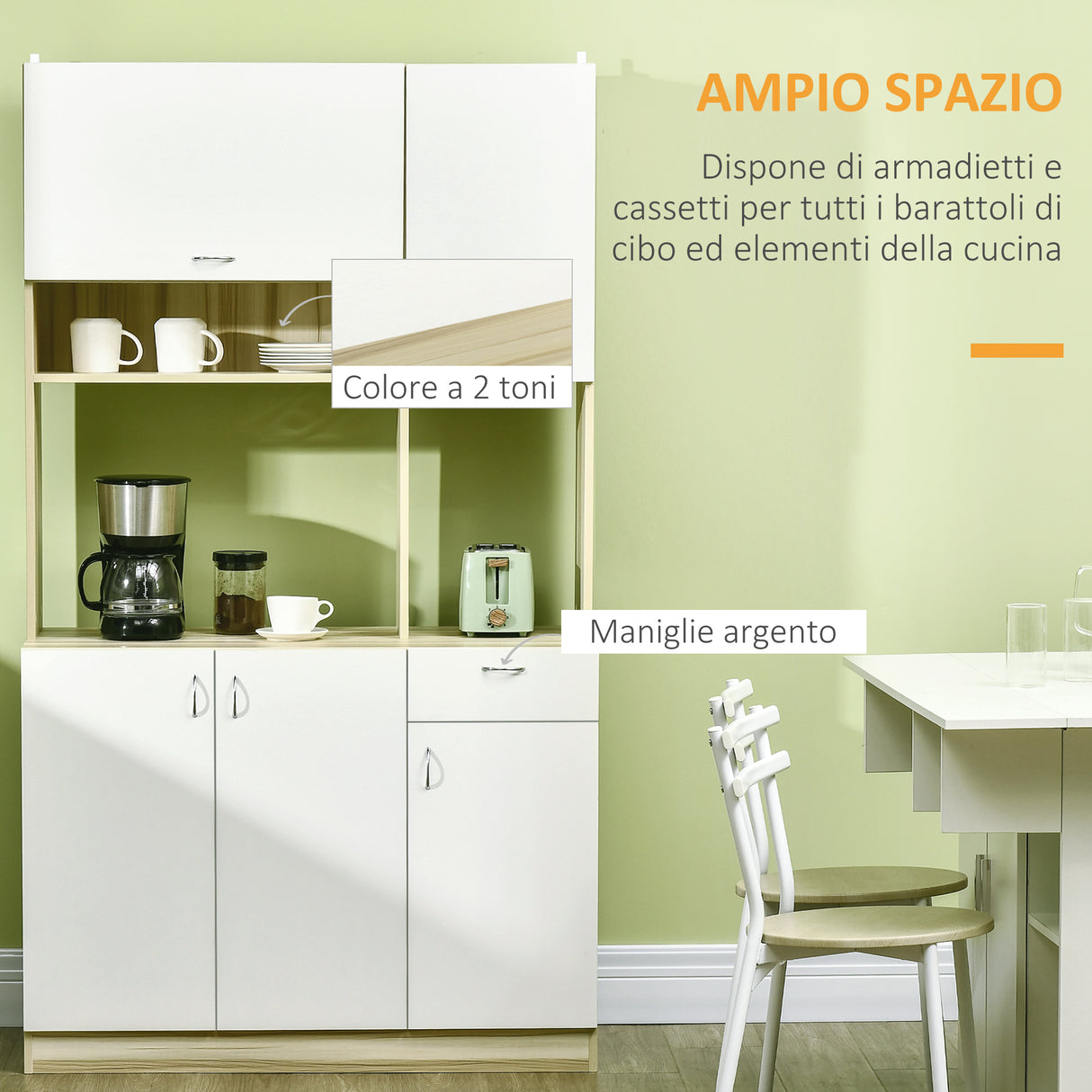 easycomfort easycomfort mobile buffet a 4 porte per cucina con 3 armadietti cassetto e piano dappoggio in truciolato 102x48x180 cm