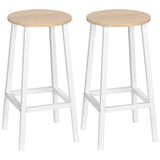 easycomfort easycomfort set 2 sgabelli da cucina in truciolato e acciaio con piano liscio e poggiapiedi 32 5x32 5x65 cm bianco e legno
