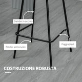 easycomfort easycomfort set 4 sgabelli alti con poggiapiedi per cucina e bar in poliestere vellutato acciaio e gommapiuma 40x45 5x94 cm