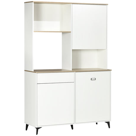 easycomfort easycomfort dispensa cucina in truciolato e mdf con ripiani aperti armadietti e cassetto 119x41x180 cm bianco