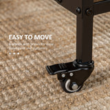 easycomfort easycomfort tavolo pieghevole con 6 ruote e mensola stile industriale in legno e metallo marrone chiaro