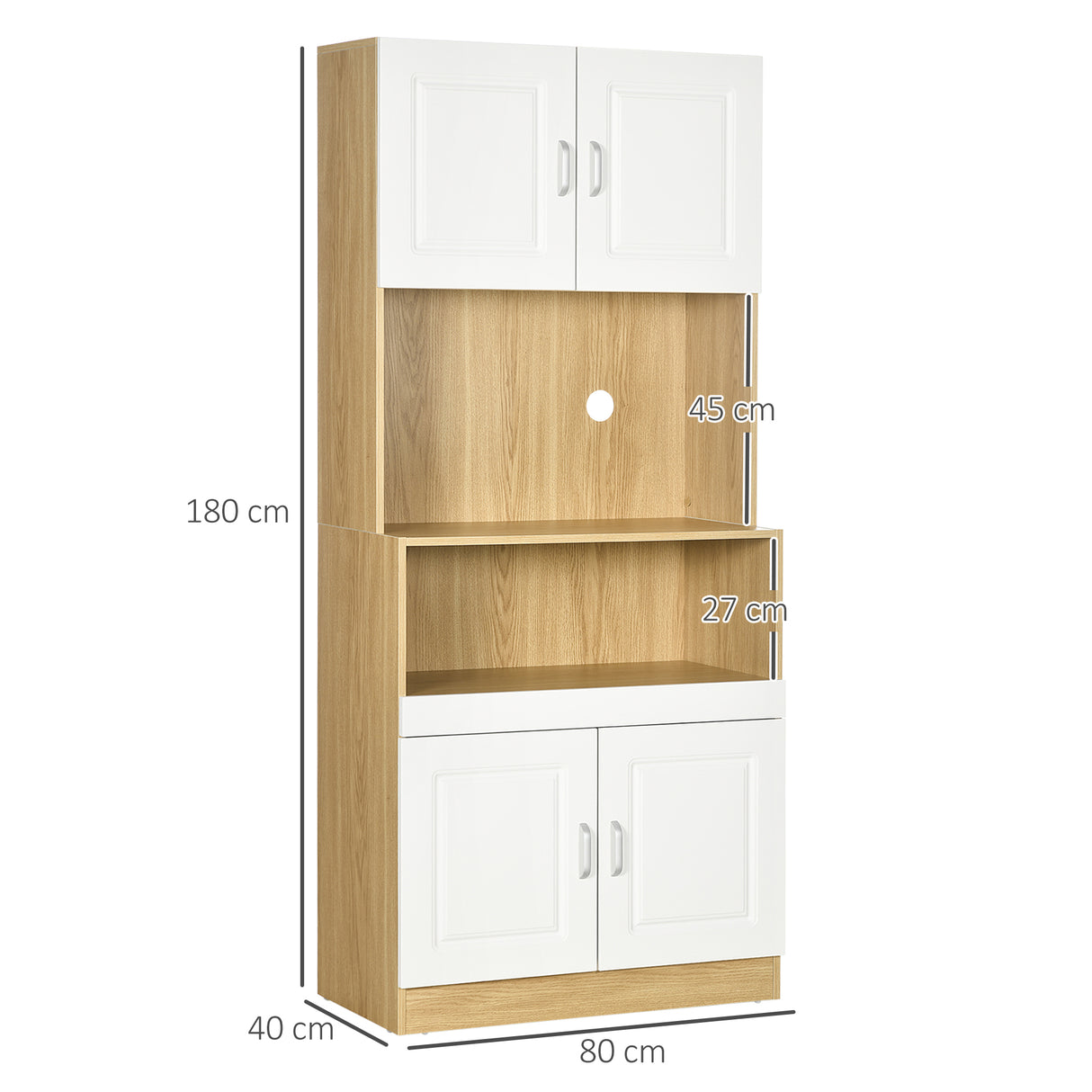 easycomfort easycomfort mobile dispensa alto in truciolato a 4 ante con armadietti e ripiano aperto 80x40x180 cm