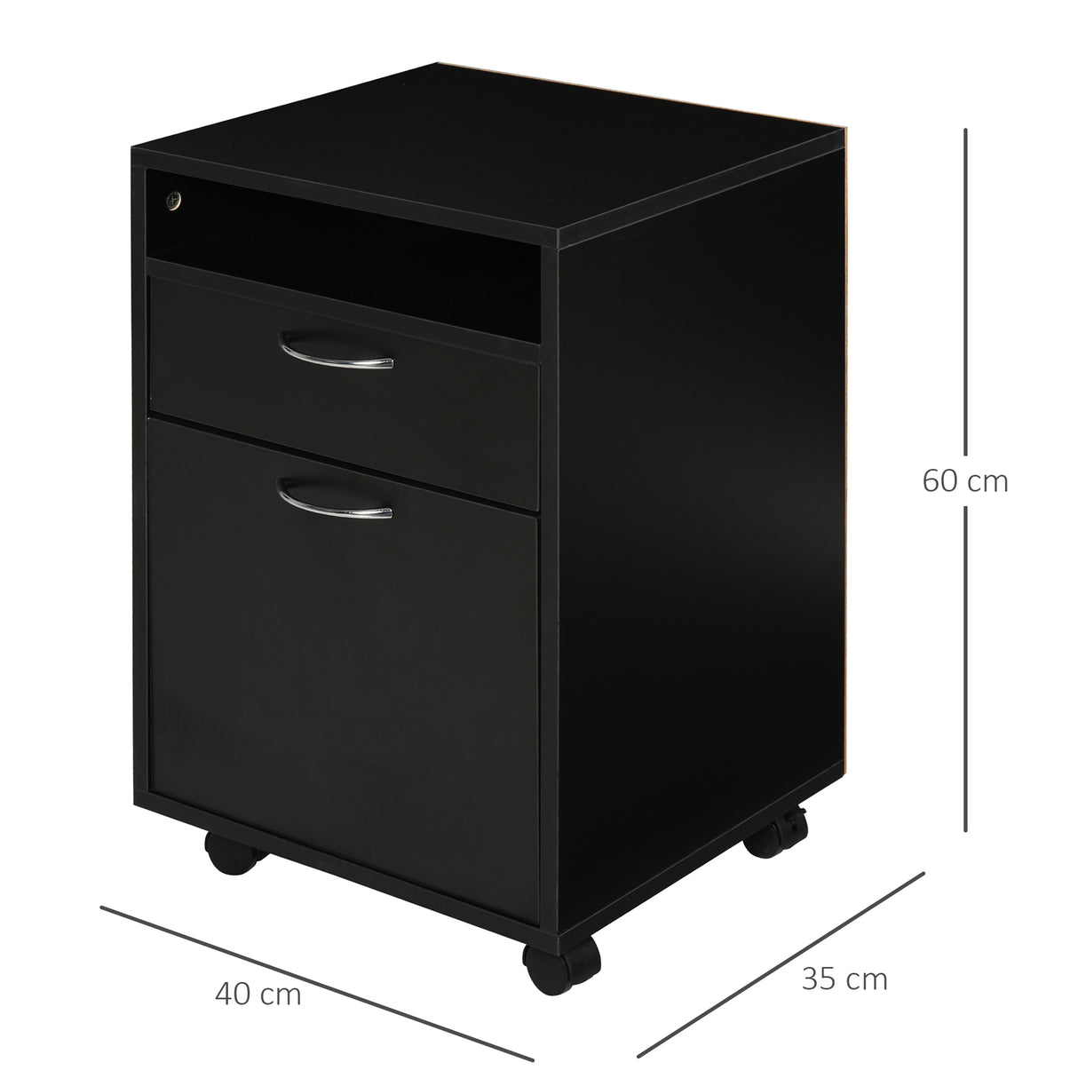 easycomfort easycomfort cassettiera portadocumenti da ufficio in legno nero con 2 cassetti 4 ruote ominidirezionali 40 x 35 x 60cm ean 8054111843461