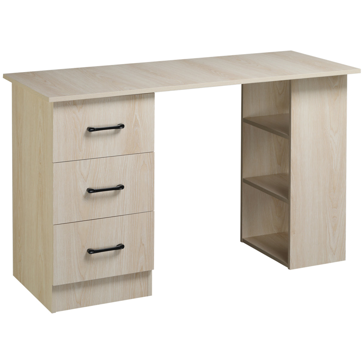 easycomfort easycomfort scrivania pc moderna per camera con 3 cassetti e 3 scaffali in legno per casa e ufficio 120x49x72cm