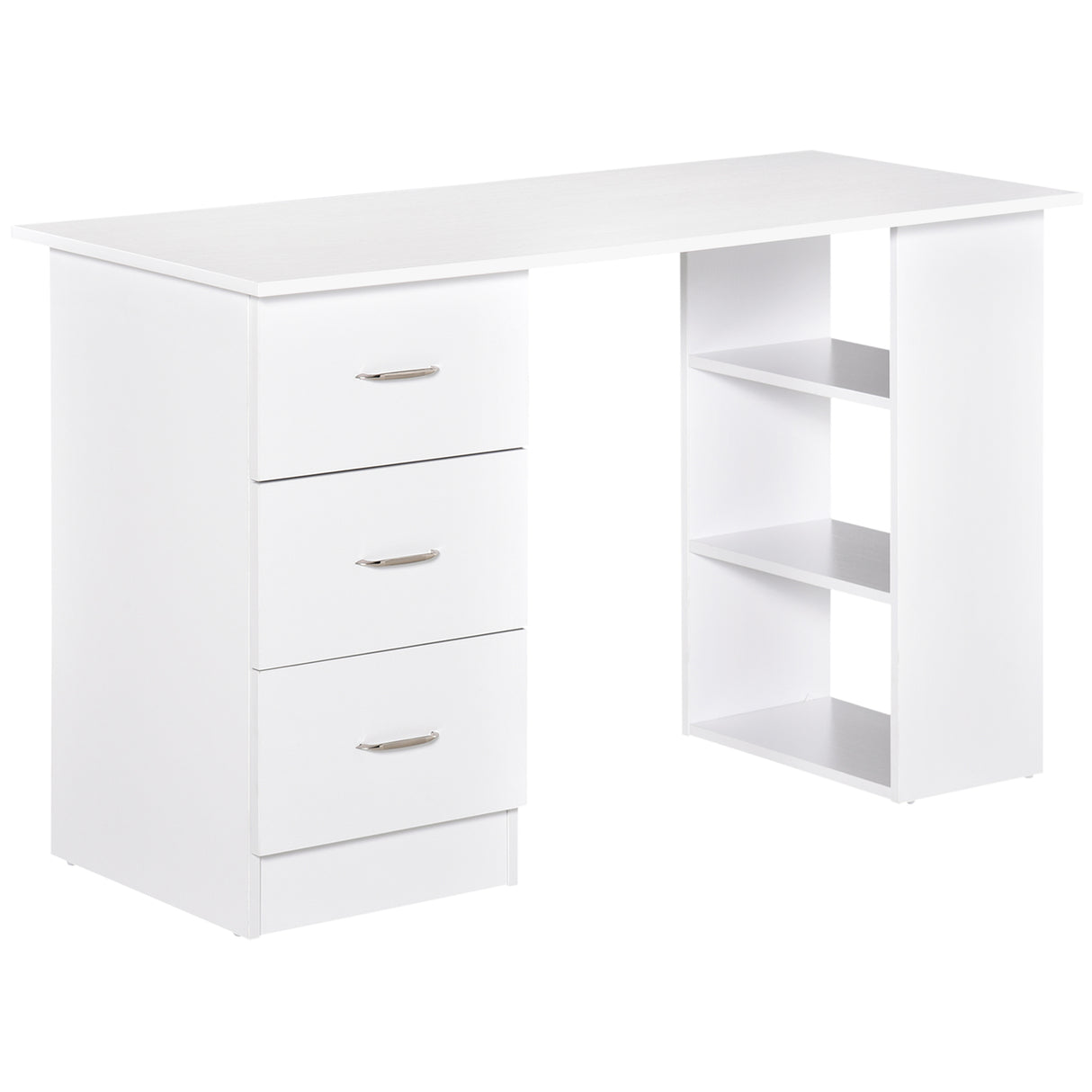 easycomfort easycomfort scrivania porta pc con 3 cassetti e 3 ripiani scrivania per camera e ufficio in legno 120x49x72cm bianco ean 8054111847582