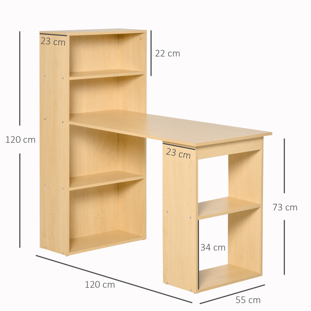 easycomfort easycomfort scrivania computer con libreria salvaspazio tavolo da pranzo per ufficio e studio in truciolato 120x55x120 cm ean 8054144134253