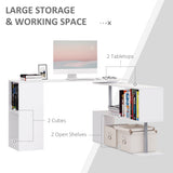 easycomfort easycomfort scrivania moderna angolare e girevole con libreria tavolo da pranzo in truciolato bianco 140x120x78 cm ean 8054144130217