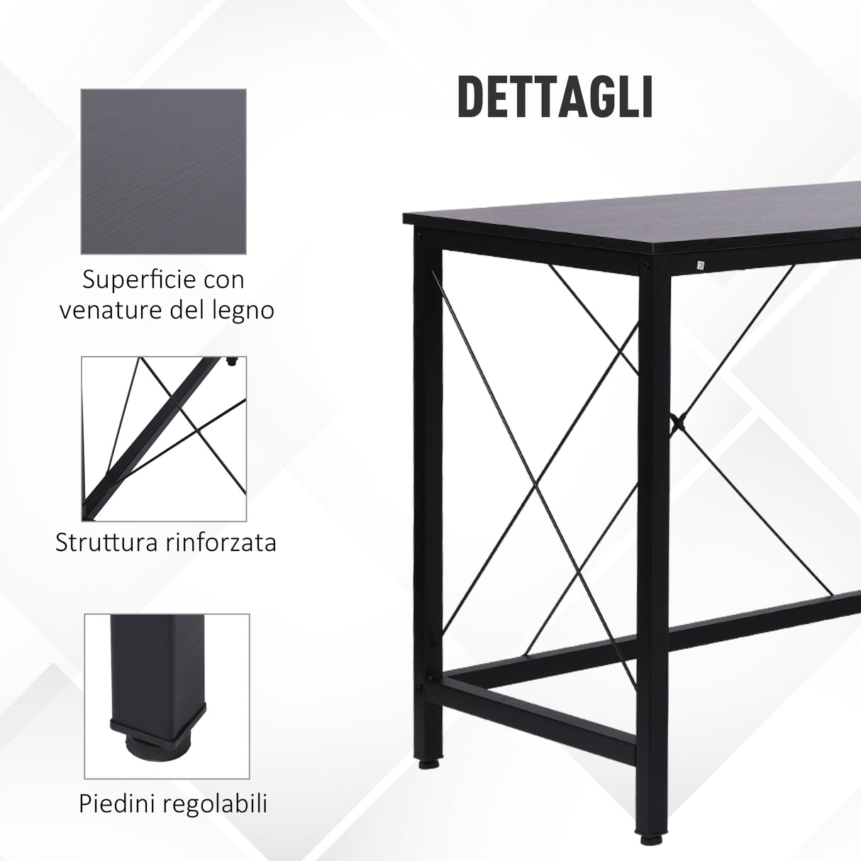 easycomfort easycomfort scrivania spaziosa nera e finitura in rovere perfetta postazione da lavoro per casa e ufficio a forma di l con soluzione angolare finitura in rovere 150x150x76cm nera ean 8054144134499