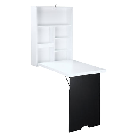 easycomfort easycomfort tavolo pieghevole da parete salvaspazio scrivania tavolo da pranzo con scaffali e lavagnetta 60x94 5x147cm ean 8054144130293