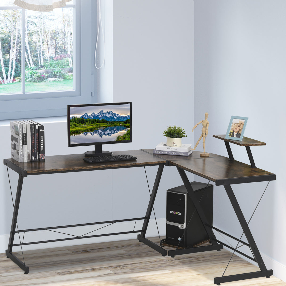 easycomfort easycomfort scrivania angolare reversibile per computer e pc in stile industriale per ufficio o camera in legno 155x115x91 5cm ean 8055776912721
