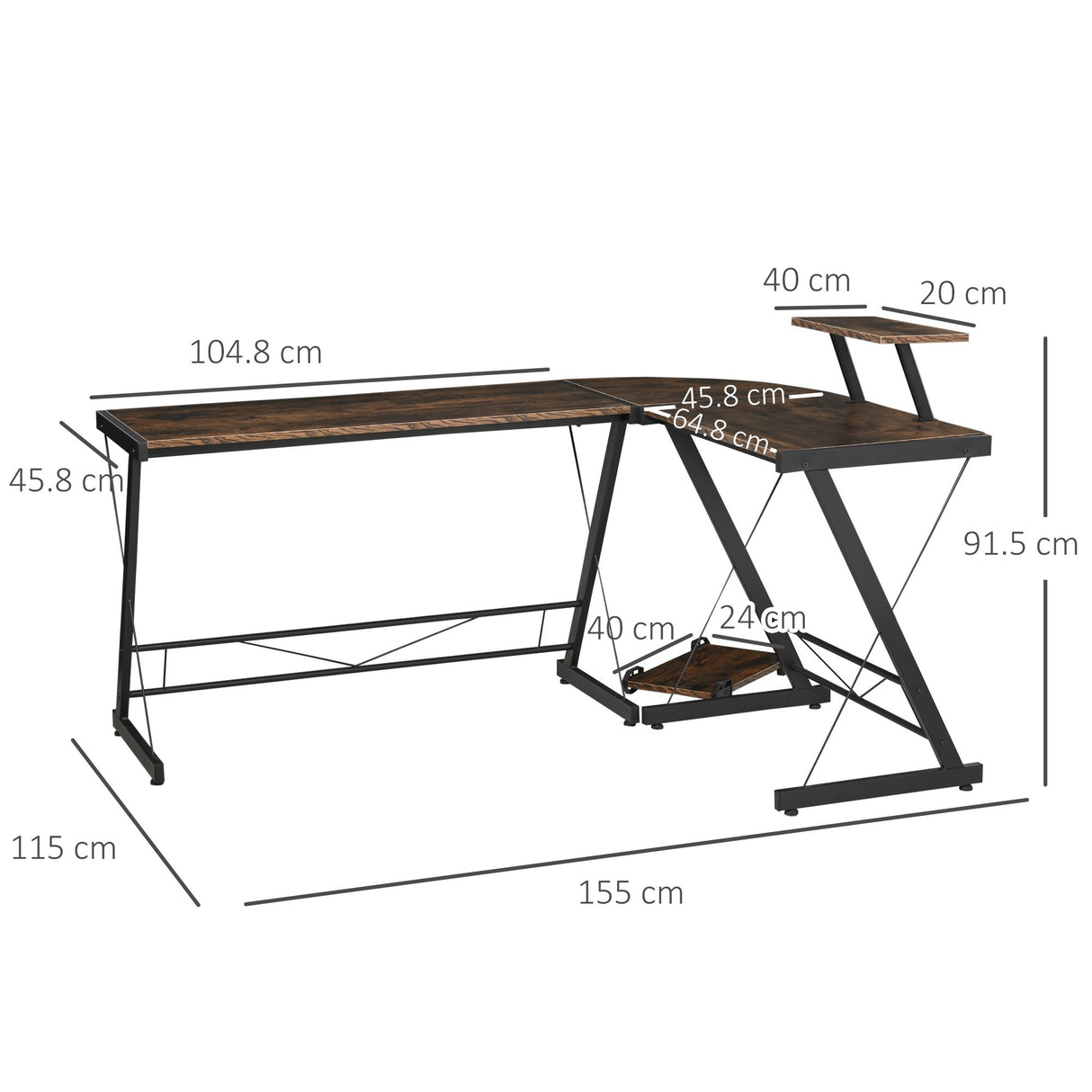 easycomfort easycomfort scrivania angolare reversibile per computer e pc in stile industriale per ufficio o camera in legno 155x115x91 5cm ean 8055776912721