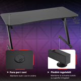 easycomfort easycomfort scrivania gaming con passacavi portabicchieri e gancio per cuffie nera ean 8054144130828