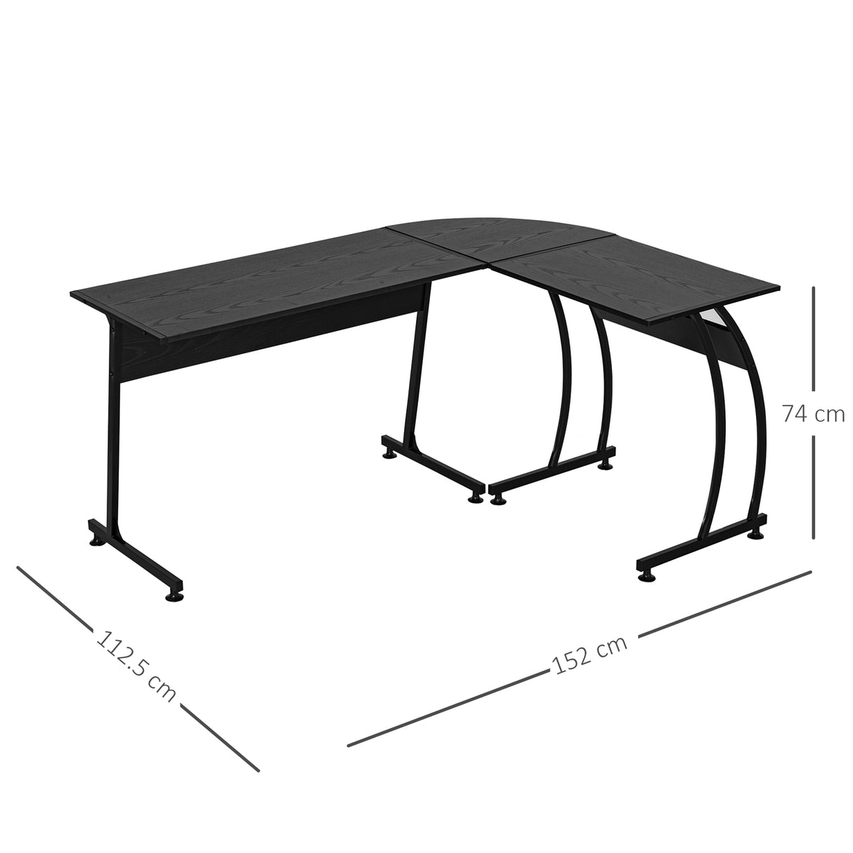 easycomfort easycomfort scrivania angolo in legno e metallo nera 112 5 x 152 x 74cm ean 8054144131795