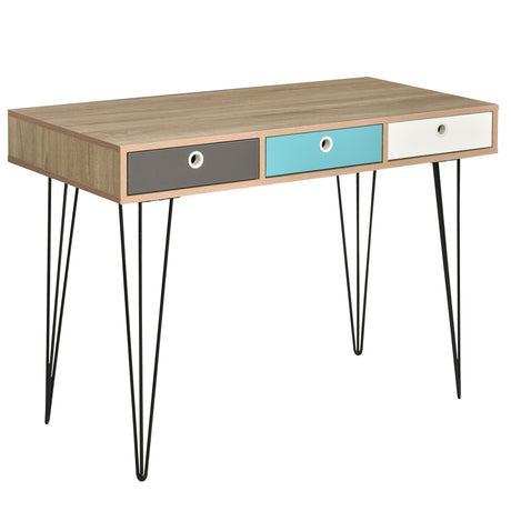 easycomfort easycomfort scrivania moderna con 3 cassetti multicolore in legno e metallo scrivania per camera e ufficio in stile nordico 110x50x77 5cm ean 8054111849227