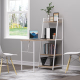 easycomfort easycomfort scrivania pieghevole con libreria salvaspazio in metallo bianco e legno mdf color rovere 106x48x128cm ean 8054144138176