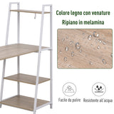 easycomfort easycomfort scrivania pieghevole con libreria salvaspazio in metallo bianco e legno mdf color rovere 106x48x128cm ean 8054144138176
