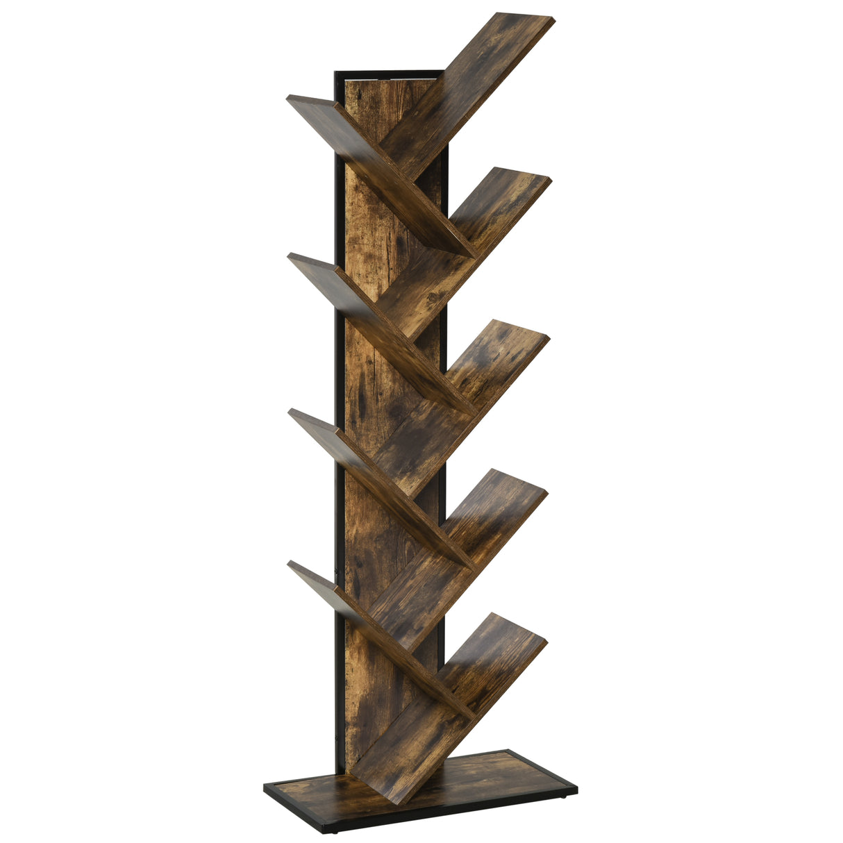 easycomfort easycomfort scaffale libreria design scaffale in legno ad albero in stile industriale con 10 ripiani color legno ean 8054111846301
