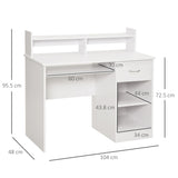 easycomfort easycomfort scrivania per computer compatta scrivania pc fisso in legno bianco con ripiano tastiera estraibile e mensole 104x48x95 5cm ean 8054144130675